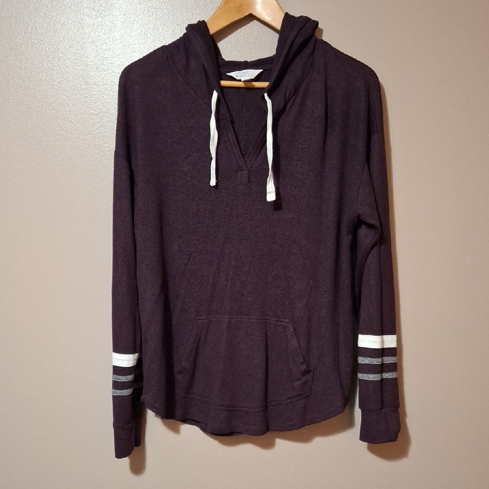Women's Purple Hoodie with Striped Sleeves